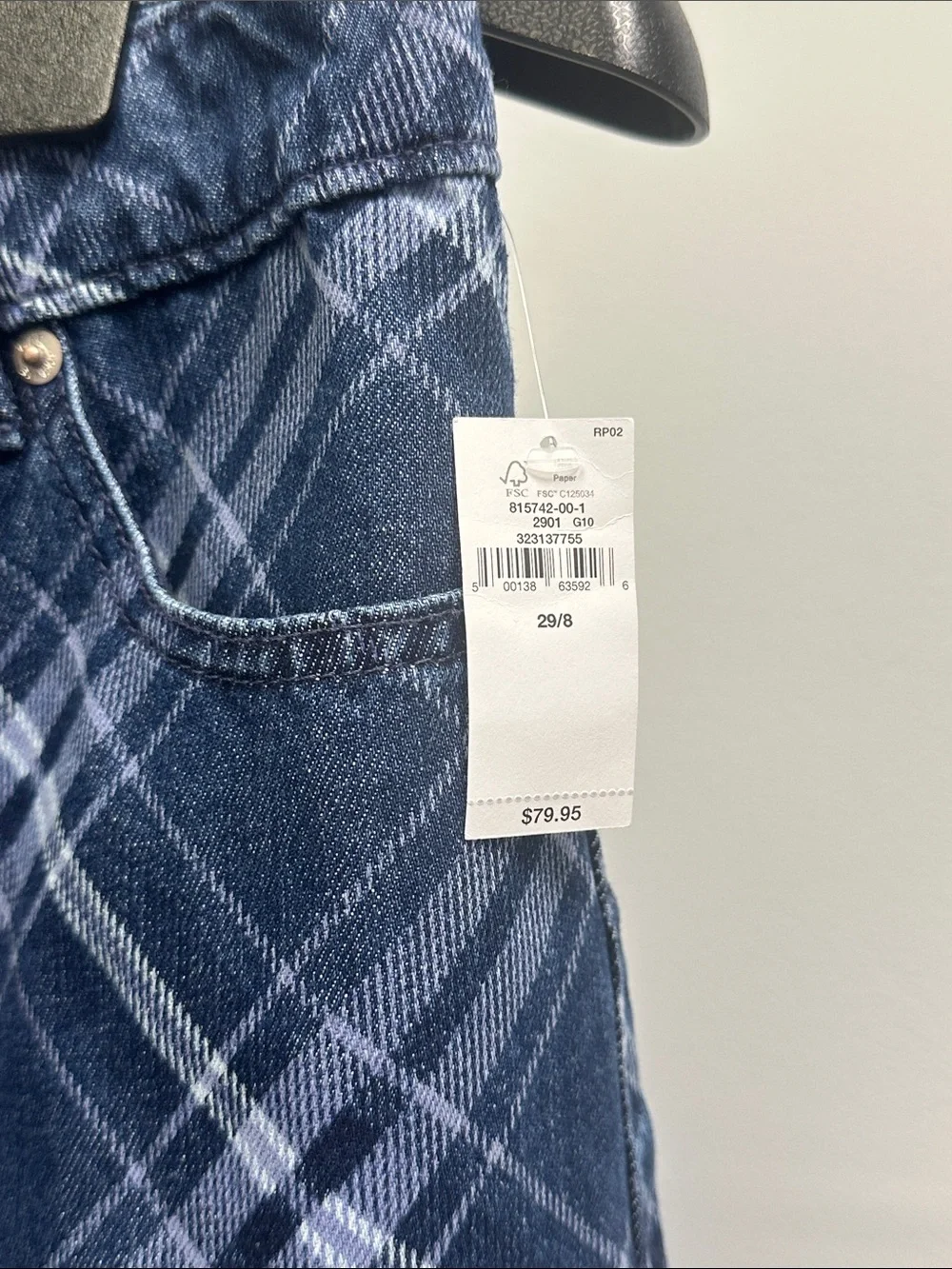 GAP Navy Blue Plaid Denim Mini Skirt